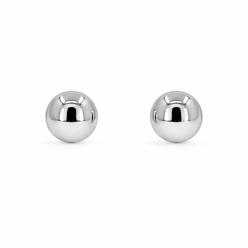 14K White Gold Ball Stud Earrings