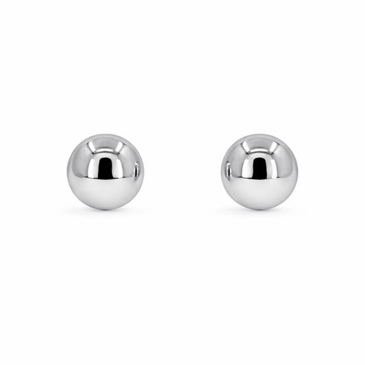 14K White Gold Ball Stud Earrings