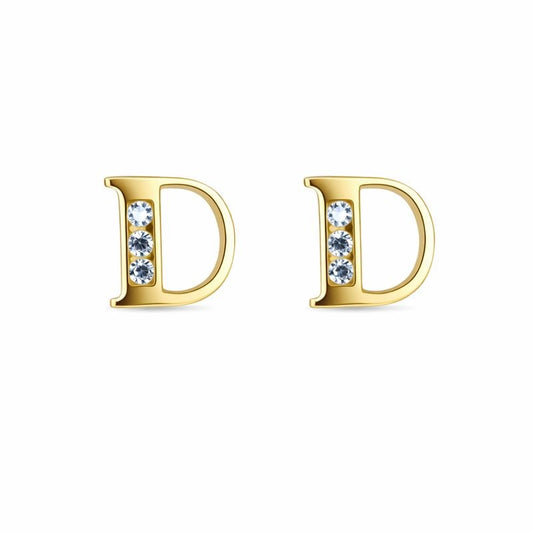 14K Yellow Gold Initial Stud Earrings