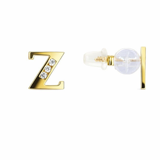 14K Yellow Gold Initial Stud Earrings
