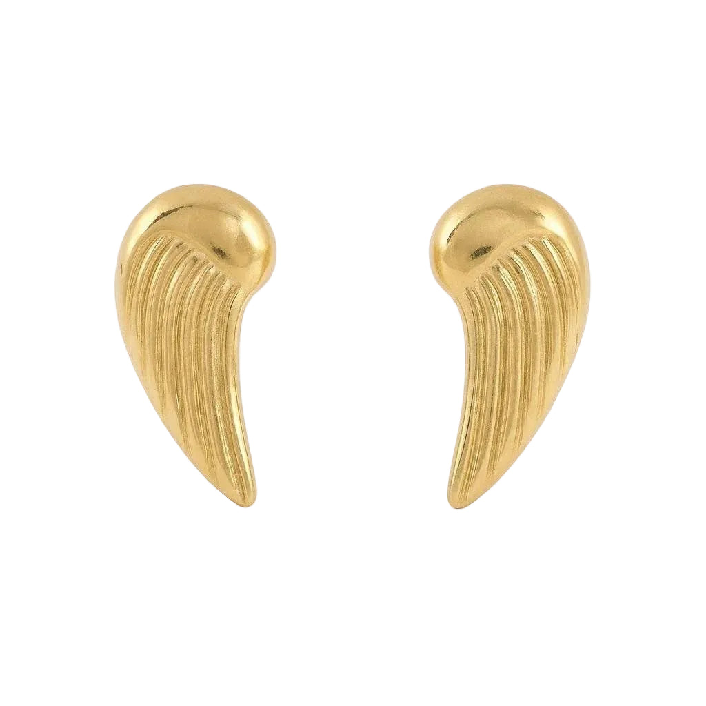 14K Yellow Gold Wing Stud Earrings