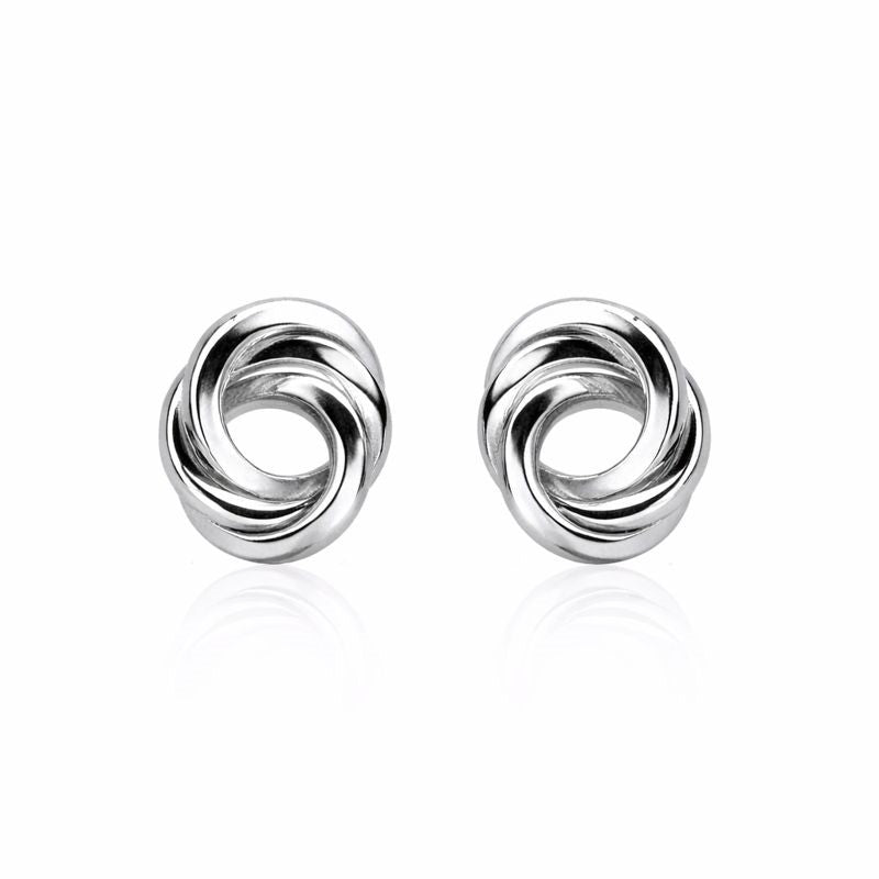 14K White Gold Love Knot Stud Earrings