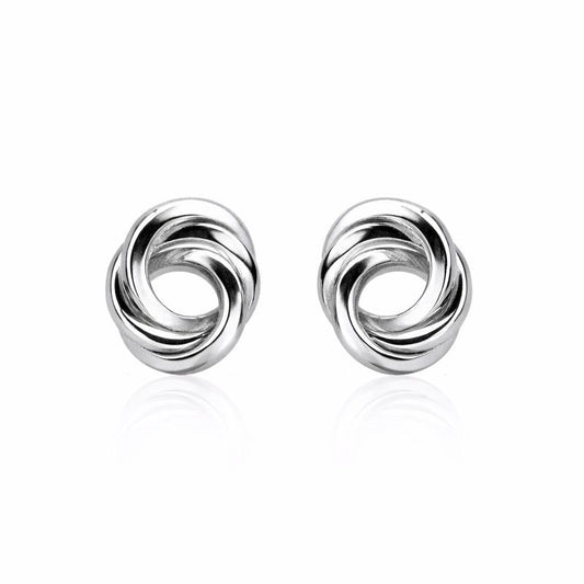 14K White Gold Love Knot Stud Earrings