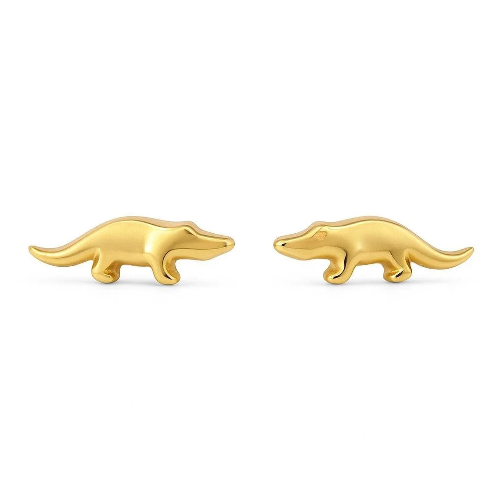14K Yellow Gold Alligator Stud Earrings