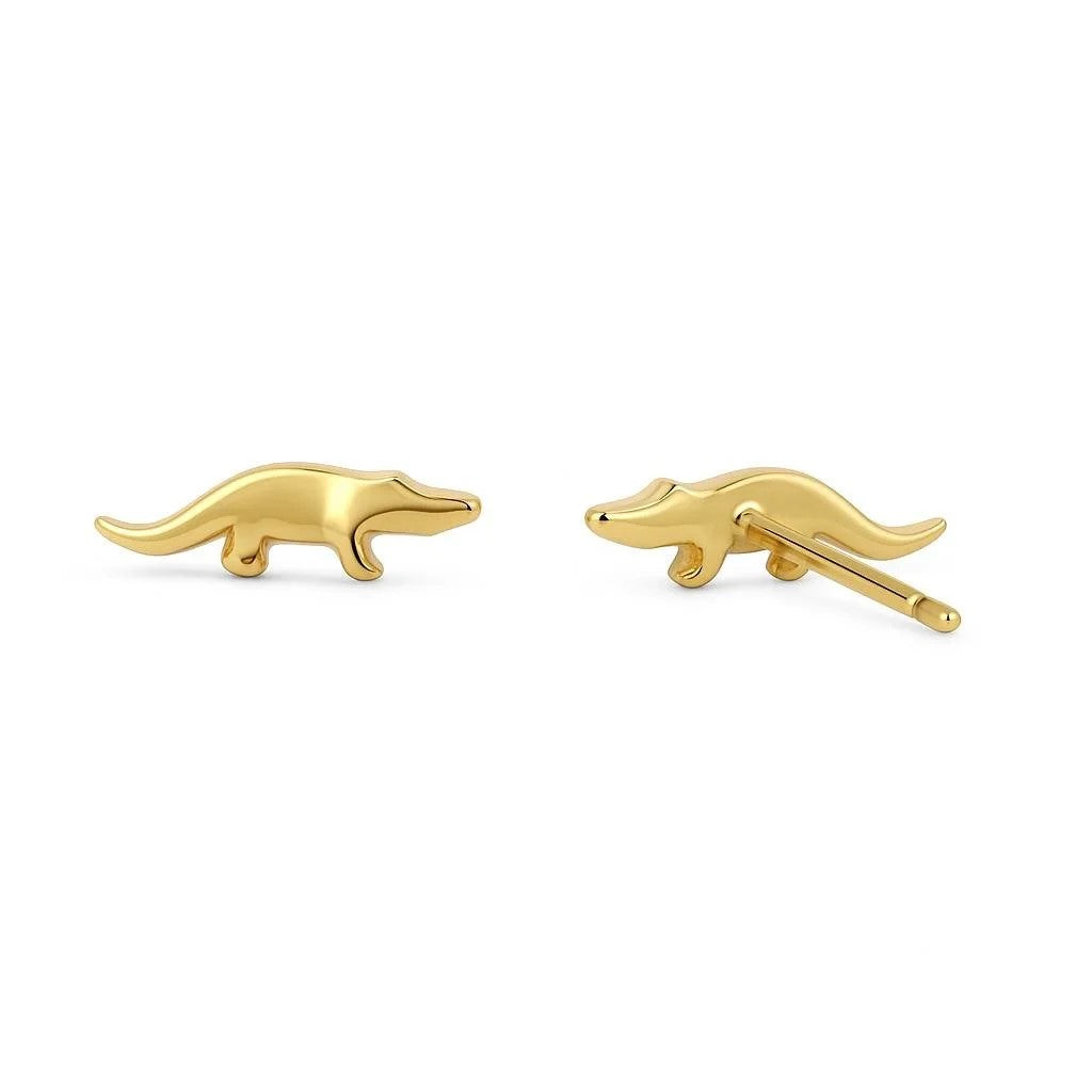 14K Yellow Gold Alligator Stud Earrings