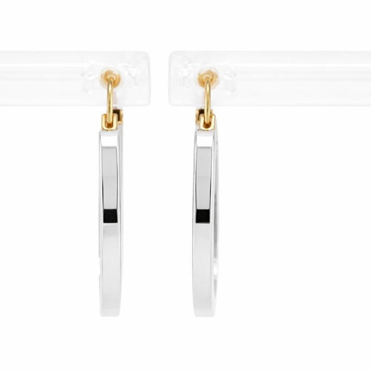 14K White Gold High Polish Square Tube Round 2mm Hoop Earrings