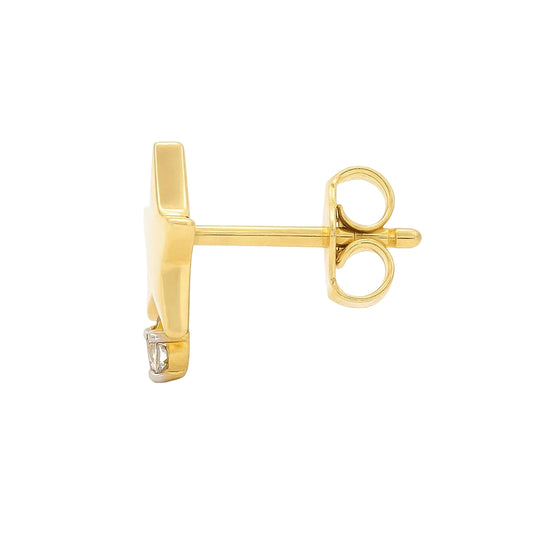 14K Yellow Gold CZ Star Stud Earrings
