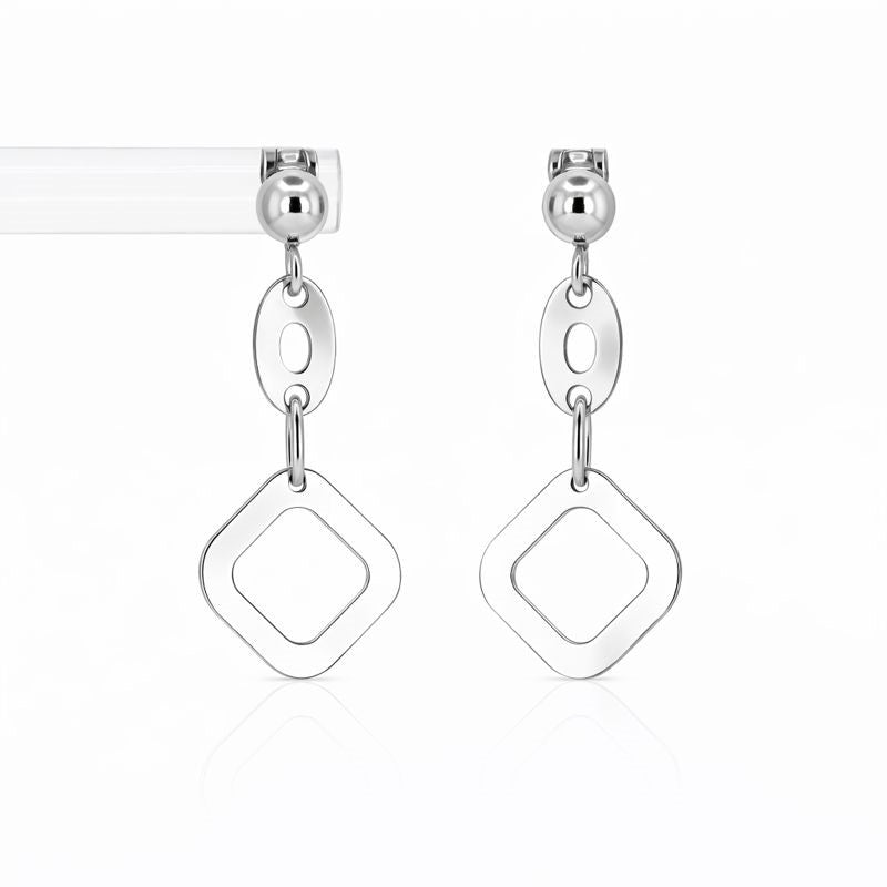10K White Gold Dangle Stud Earrings
