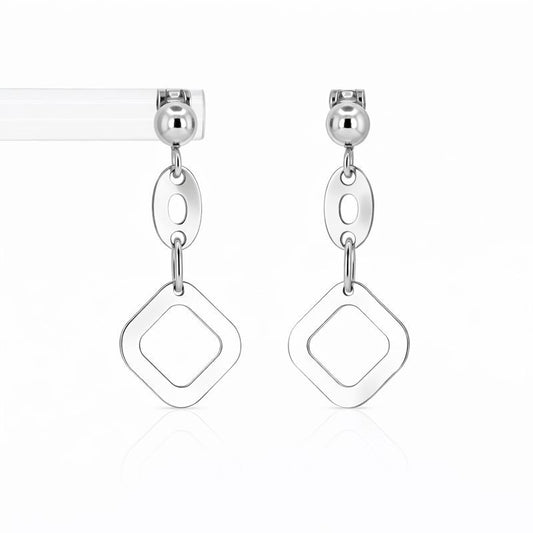 10K White Gold Dangle Stud Earrings