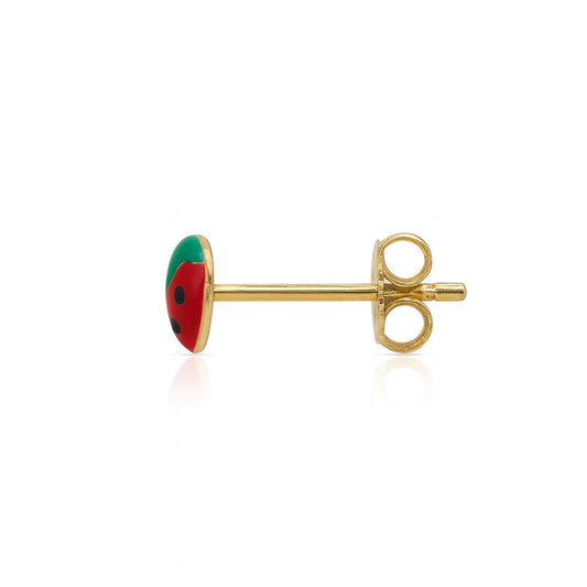 10K Yellow Gold Enamel Strawberry Stud Earrings