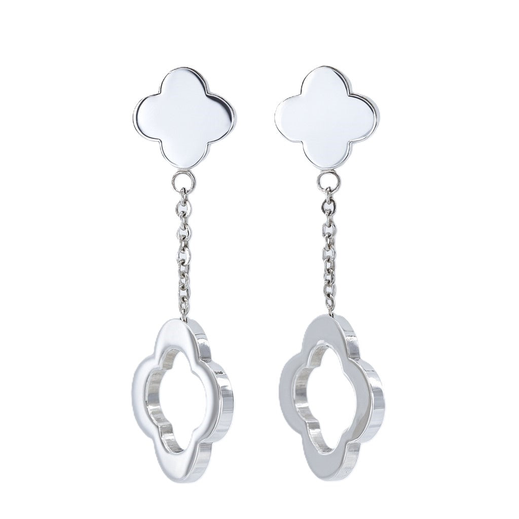 Stainless Steel Dangle Flower Earrings