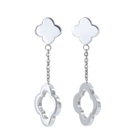 Stainless Steel Dangle Flower Earrings
