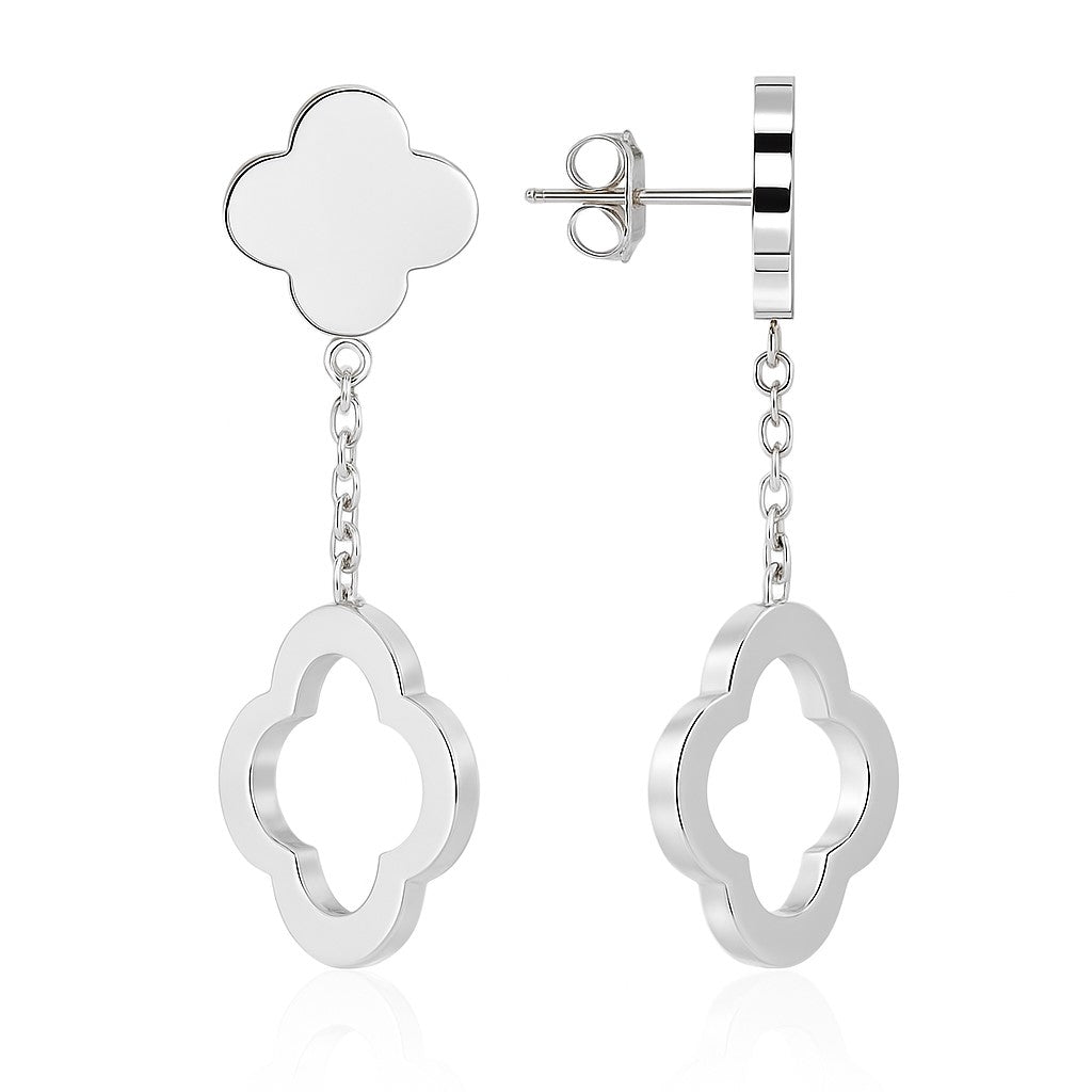 Stainless Steel Dangle Flower Earrings