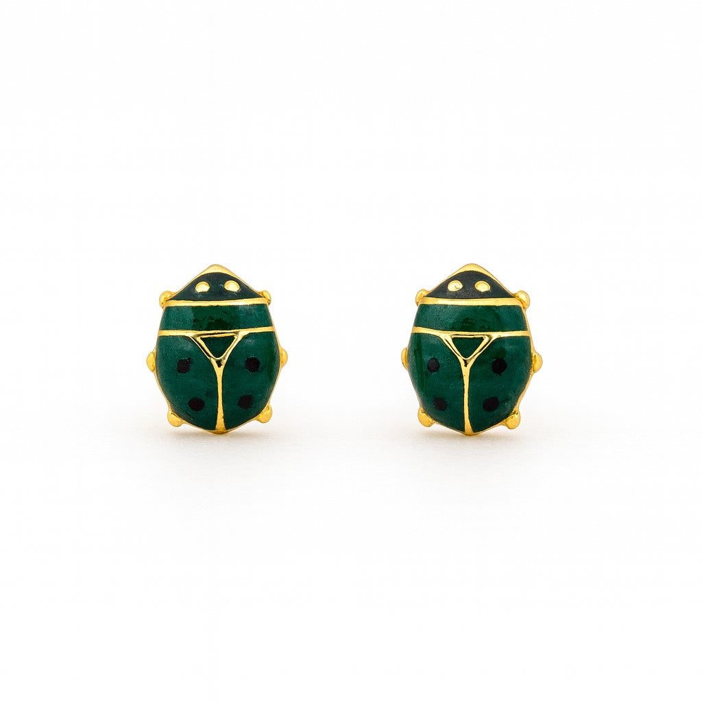 14K Yellow Gold Ladybug Stud Earrings