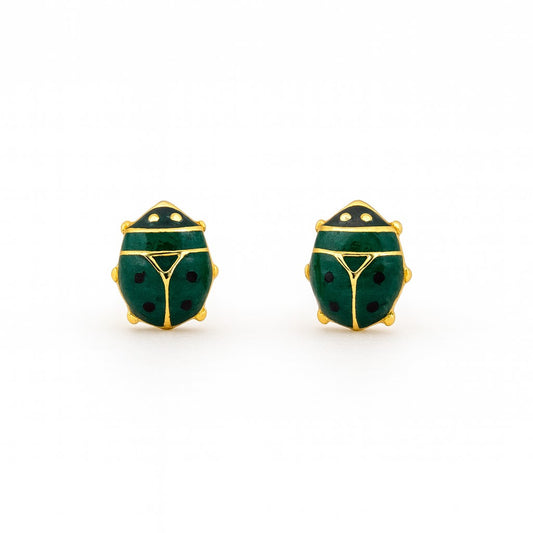 14K Yellow Gold Ladybug Stud Earrings