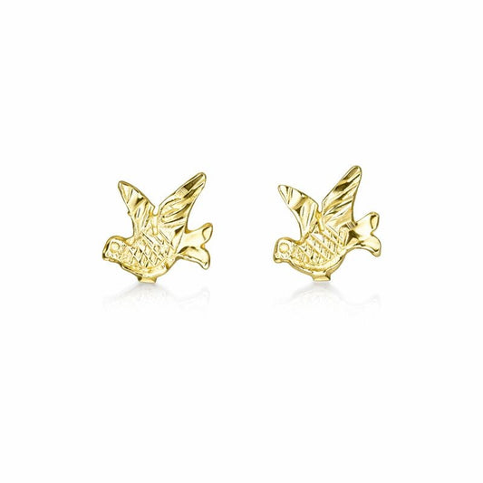 14K Yellow Gold Diamond-Cut Dove Earrings