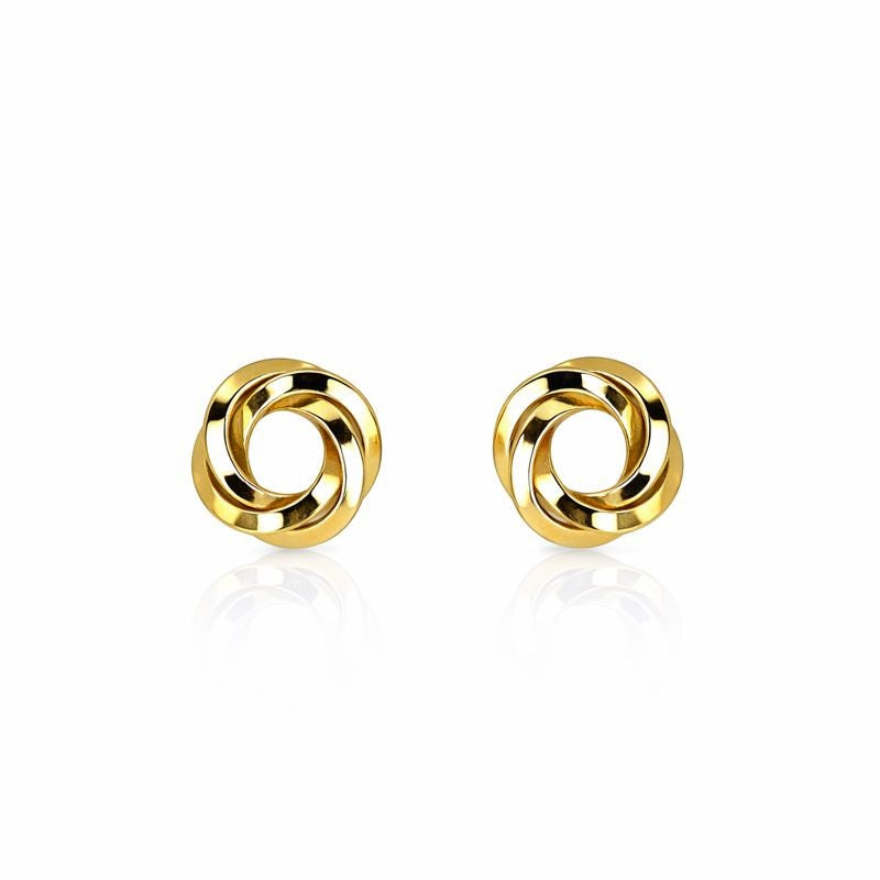 14K Yellow Gold High Polish Love Knot Stud Earrings