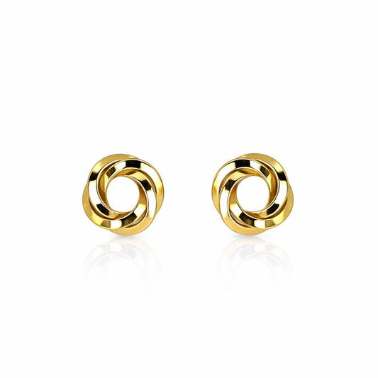 14K Yellow Gold High Polish Love Knot Stud Earrings