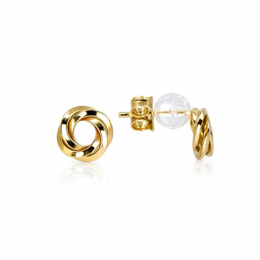 14K Yellow Gold High Polish Love Knot Stud Earrings