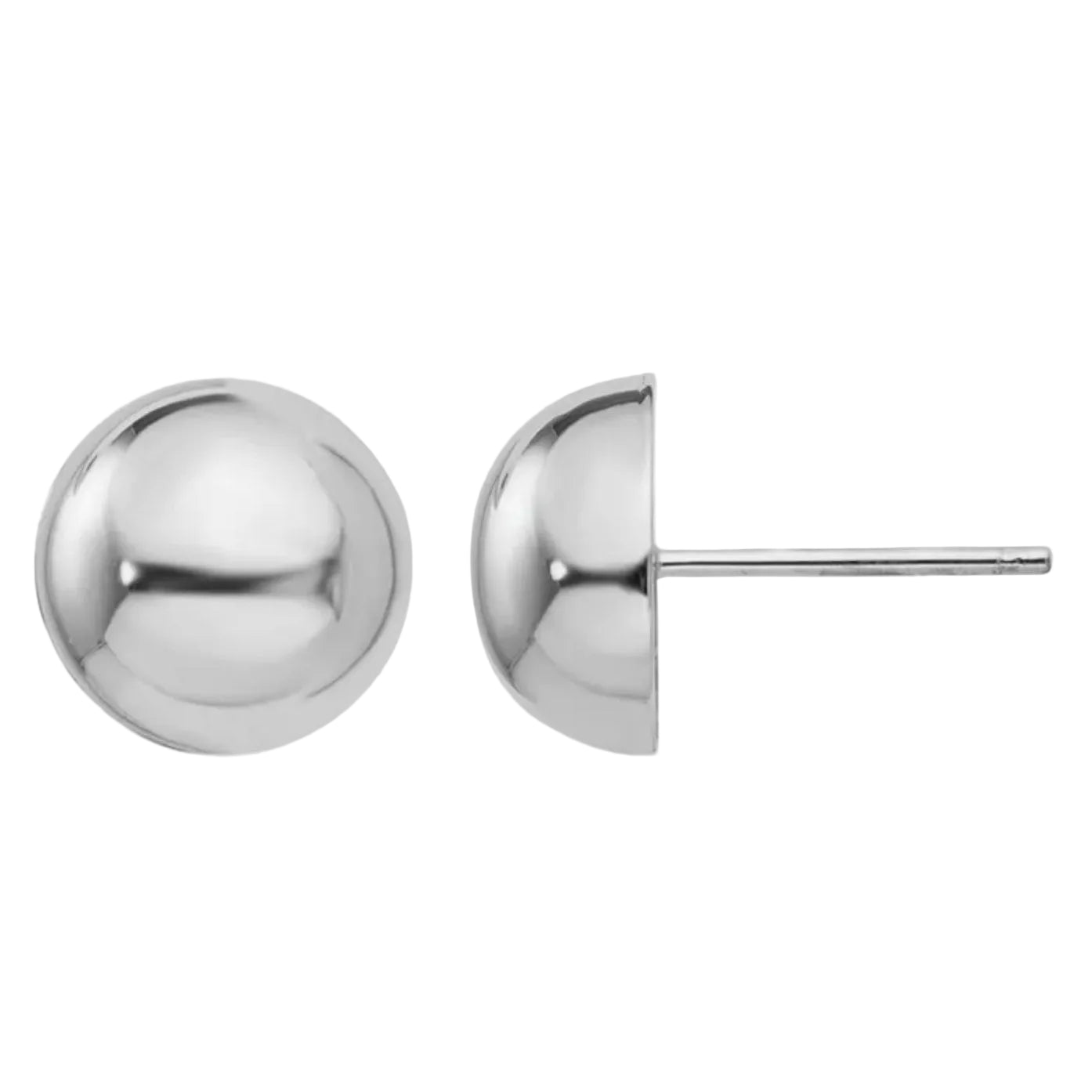 14K White Gold 10mm Half Circle Stud Earrings