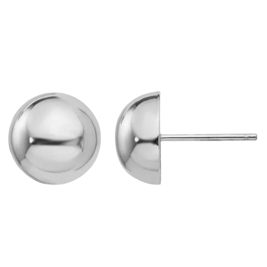 14K White Gold 10mm Half Circle Stud Earrings
