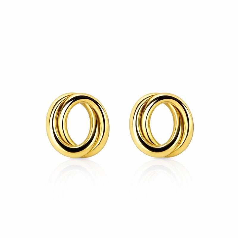 14K Yellow Gold Vintage Interlocking Oval Stud Earrings