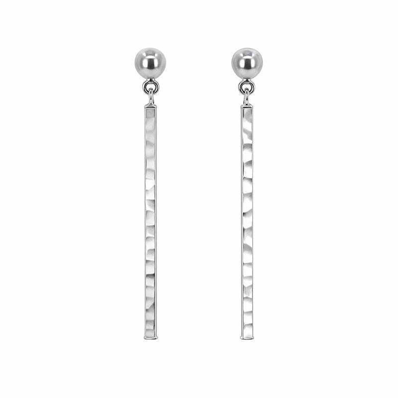 14K White Gold Diamond-Cut Dangle Earrings