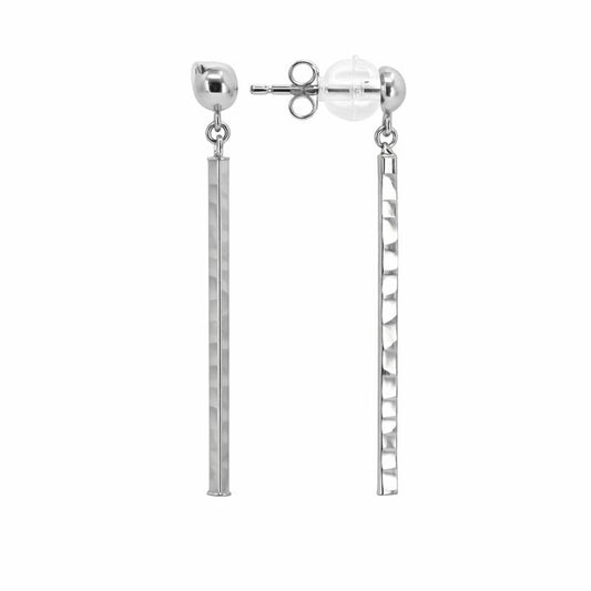 14K White Gold Diamond-Cut Dangle Earrings