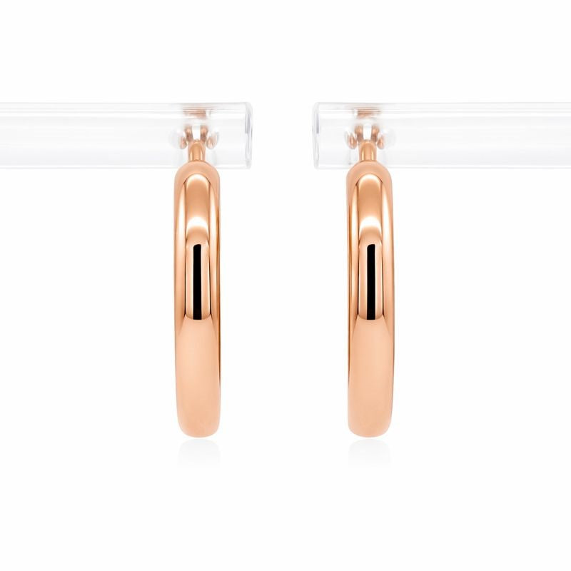 14K Rose Gold High Polish Hoop Earrings