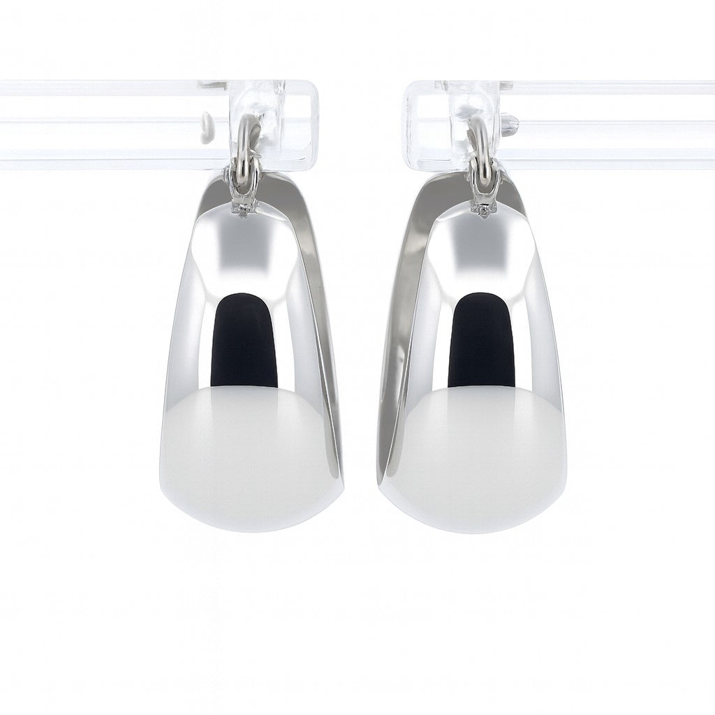 14K White Gold Faceted Hoop Earrings