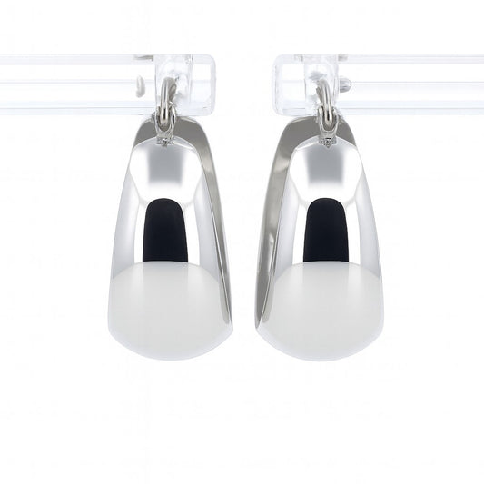 14K White Gold Faceted Hoop Earrings
