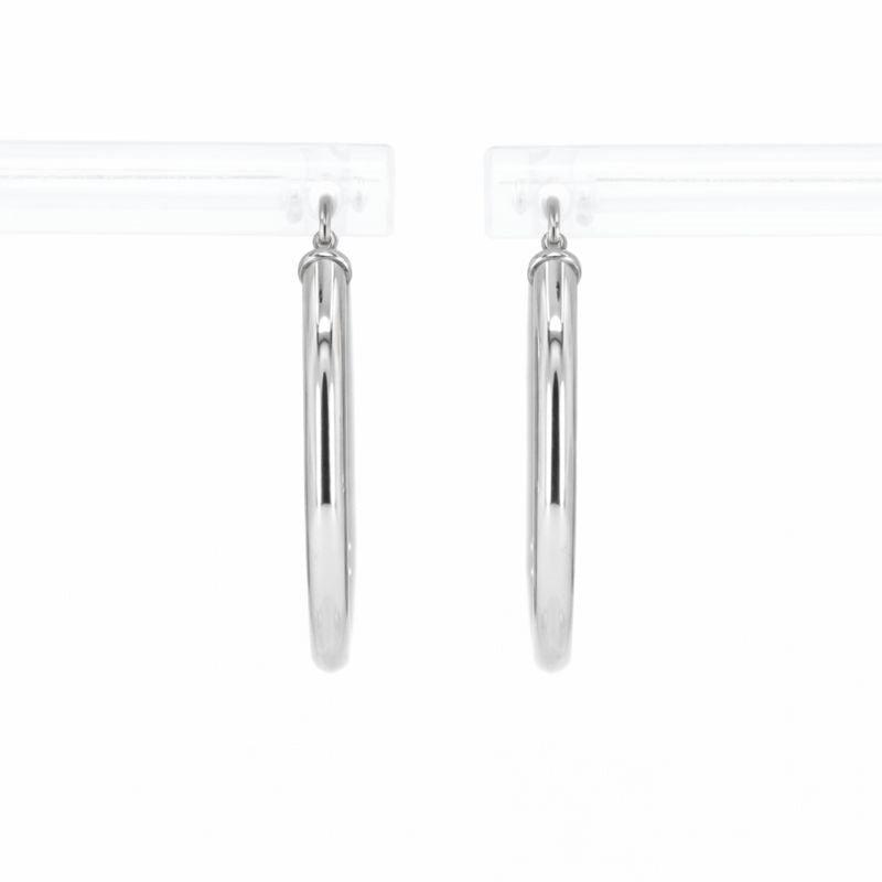 14K White Gold High Polish Circle 2mm Hoop Earrings