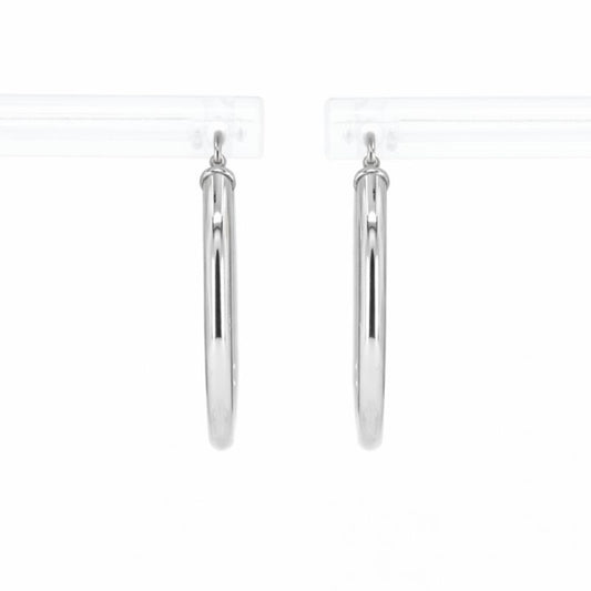 14K White Gold High Polish Circle 2mm Hoop Earrings