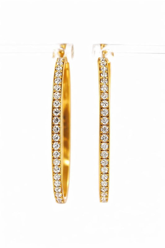 10K Rose Gold Prong Set CZ Hoop Earrings