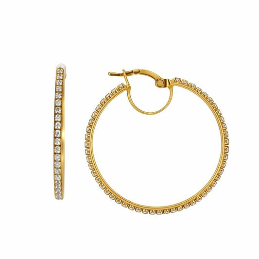 14K Rose Gold Prong Set CZ Hoop Earrings