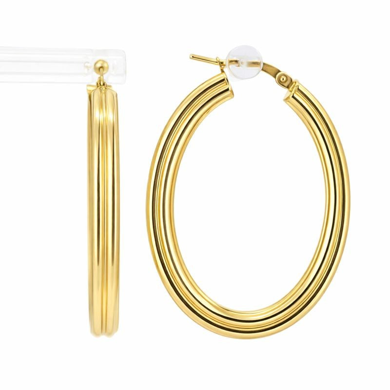 14K Yellow Gold Multi-Row Oval Hoops