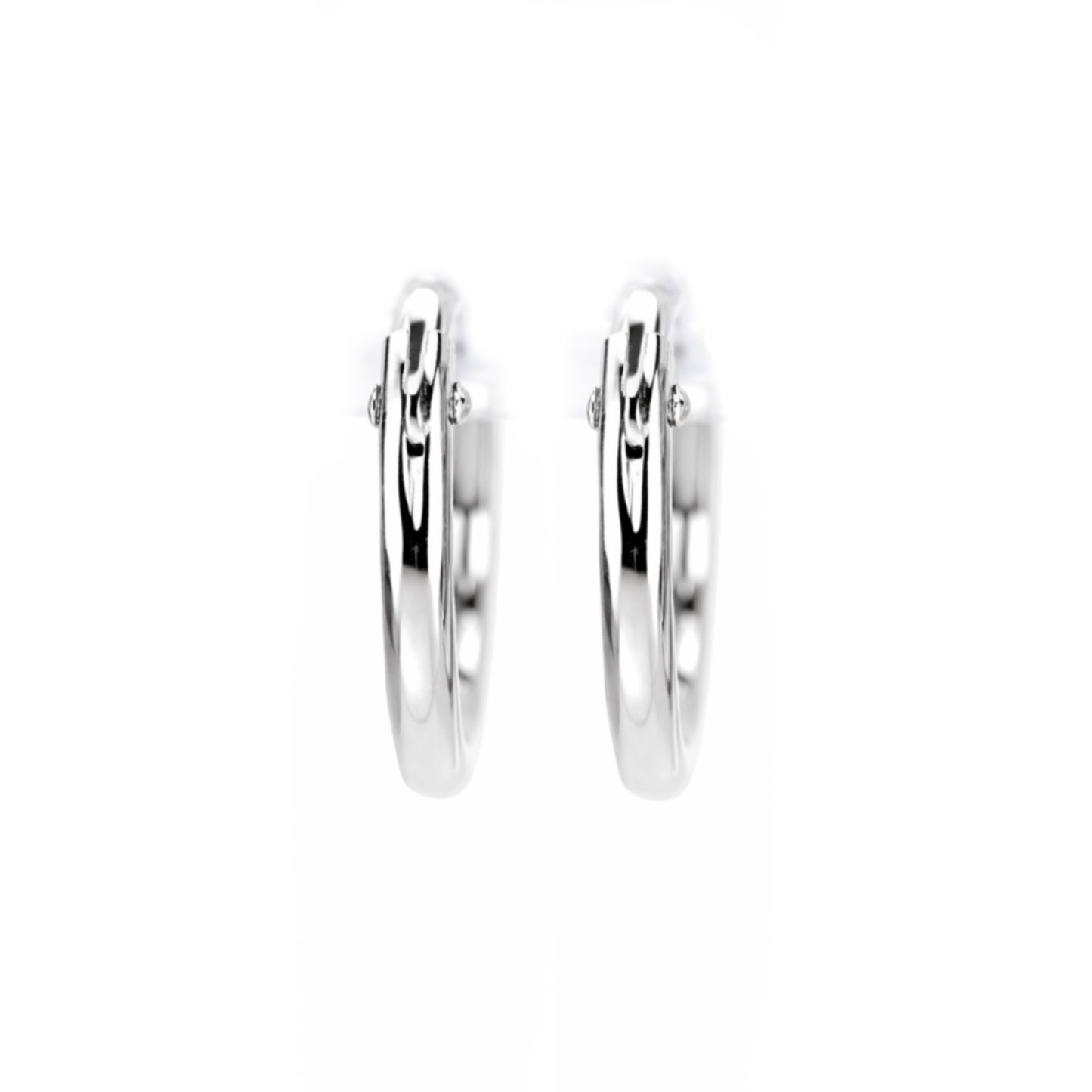14K White Gold High Polish Hoop Earrings