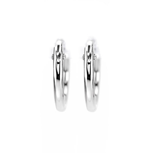14K White Gold High Polish Hoop Earrings
