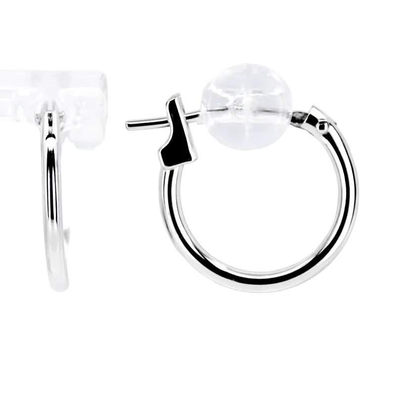 14K White Gold High Polish 1.5mm Hoop Earrings