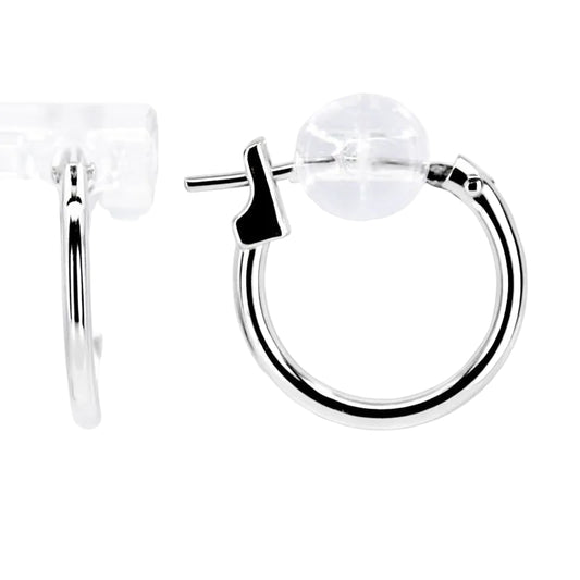 14K White Gold High Polish 1.5mm Hoop Earrings