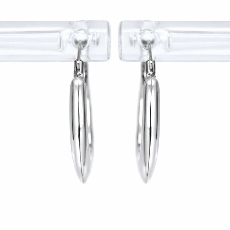 10K White Gold Knife-Edge Hoop Earrings