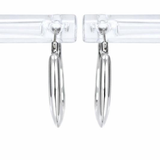 10K White Gold Knife-Edge Hoop Earrings