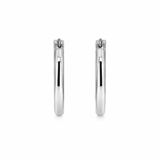 14K White Gold High Polish 2.5mm Circle Hoop Earrings