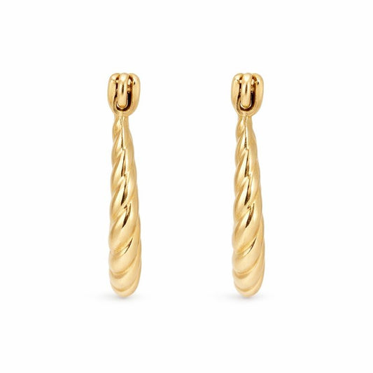 10K Yellow Gold High Polish Swirl Design Hoop Earrings