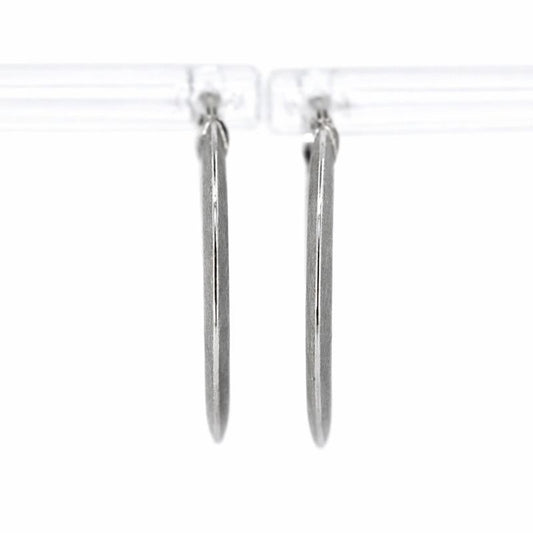 14K White Gold High Polish Graduated Circle Hoop Earrings