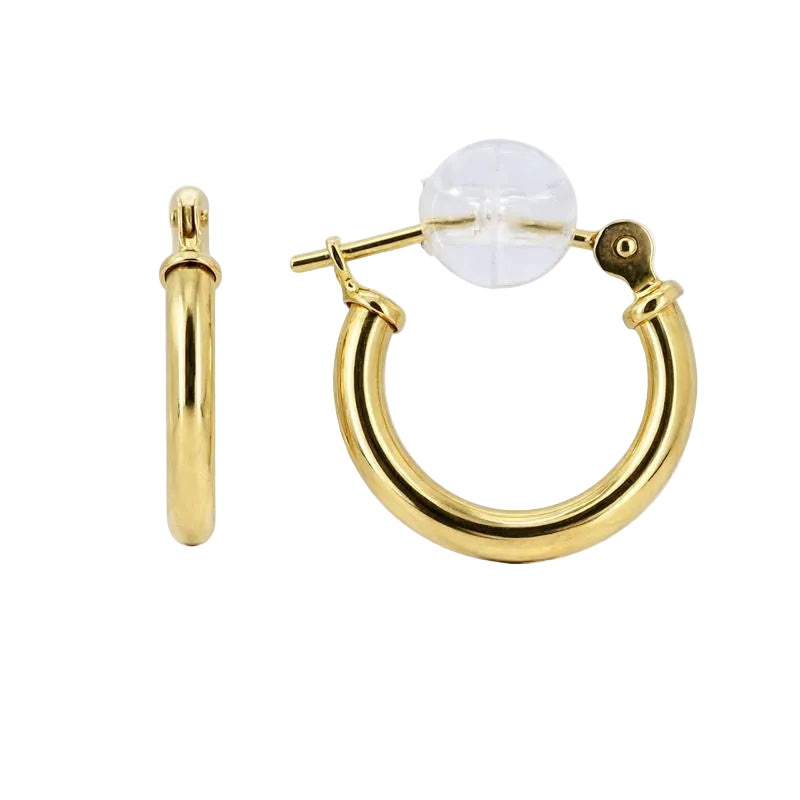 14K Gold High Polish 2mm Hoop Earrings