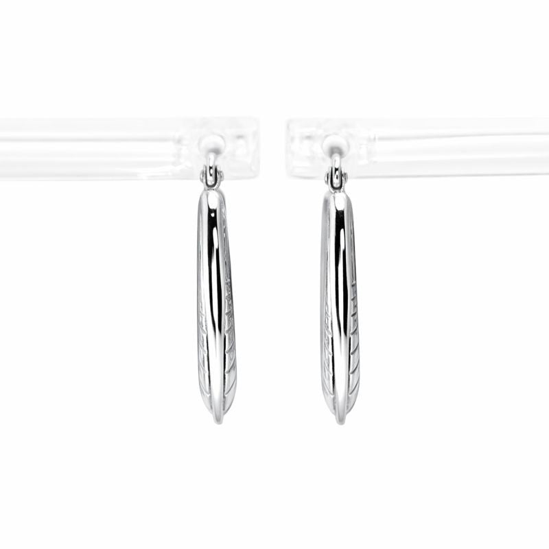 10K White Gold Greek Key Hoop Earrings
