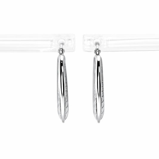 10K White Gold Greek Key Hoop Earrings