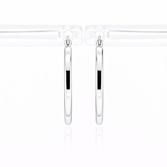 14K White Gold Square Tube 1.5mm Hoop Earrings