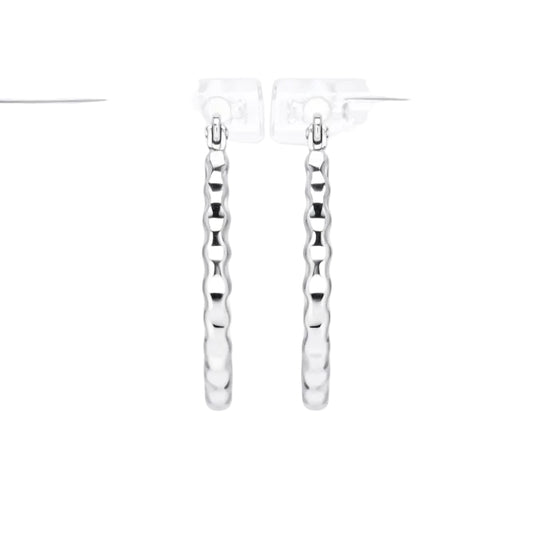14K White Gold Scallop Hoop Earrings